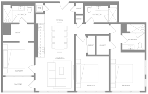 PHA 3 BR Floor Plan