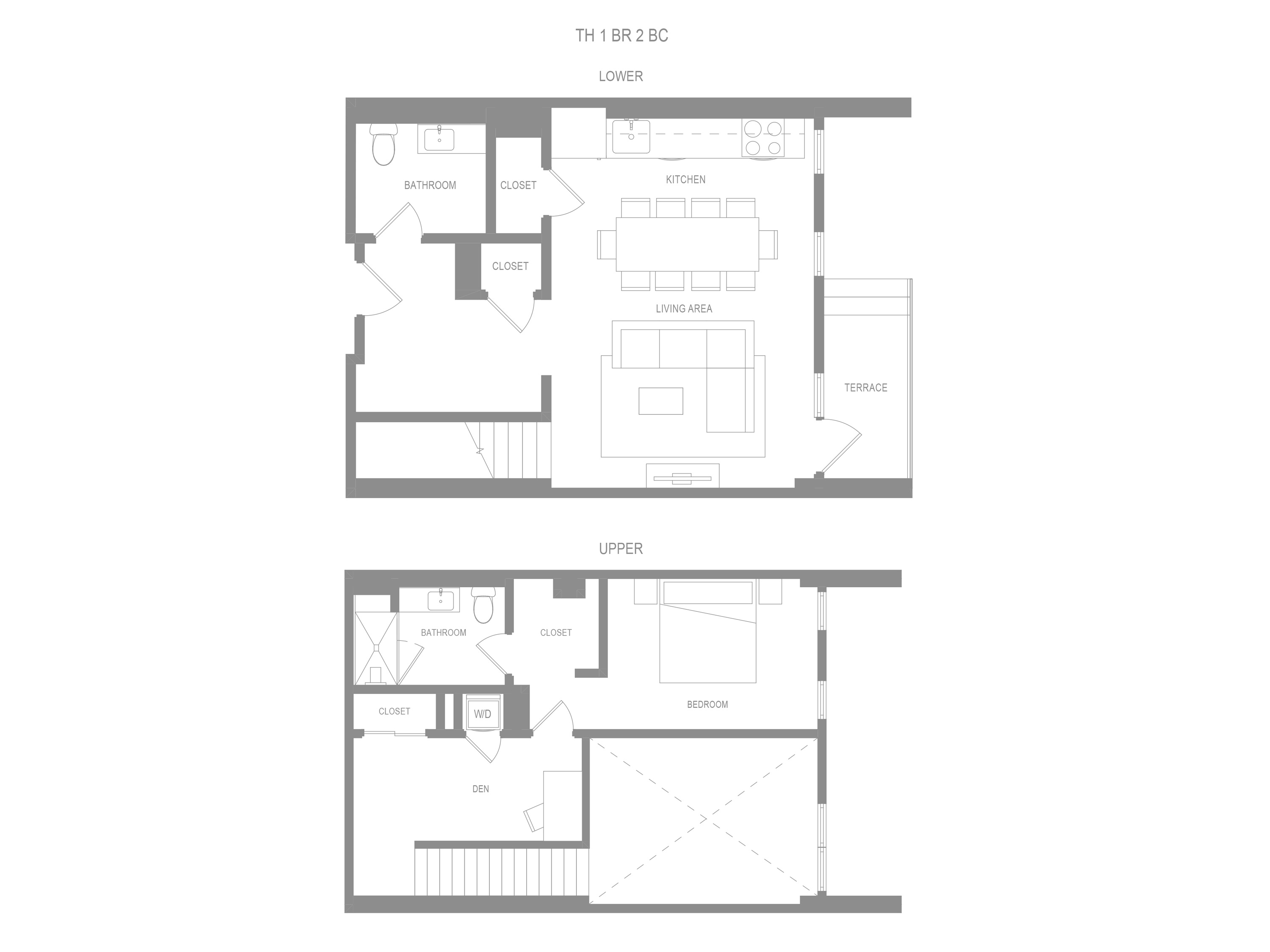 Alta TH 1 BR 2  Floor Plan