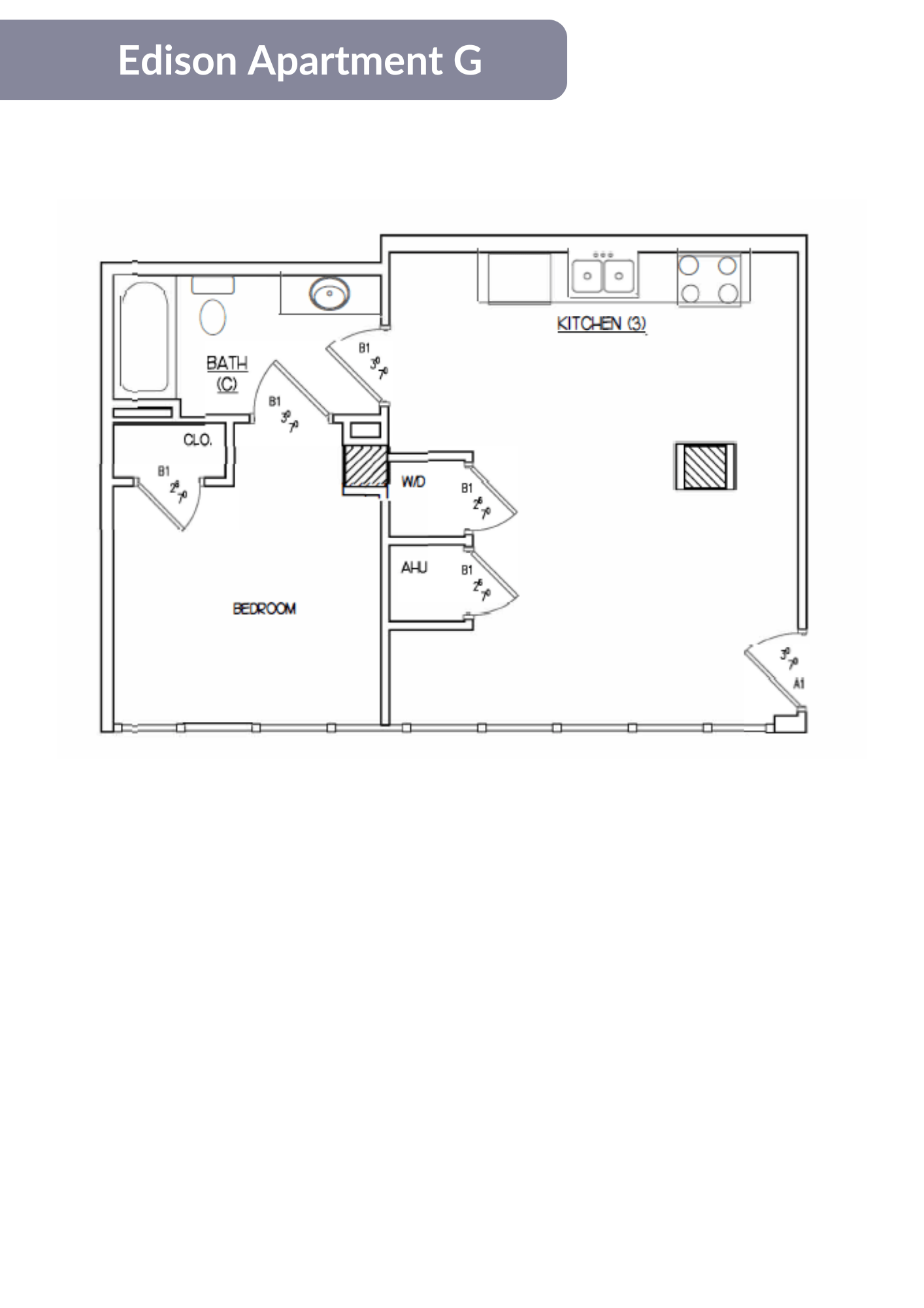 A floor plan of Edison Apartment G is displayed.