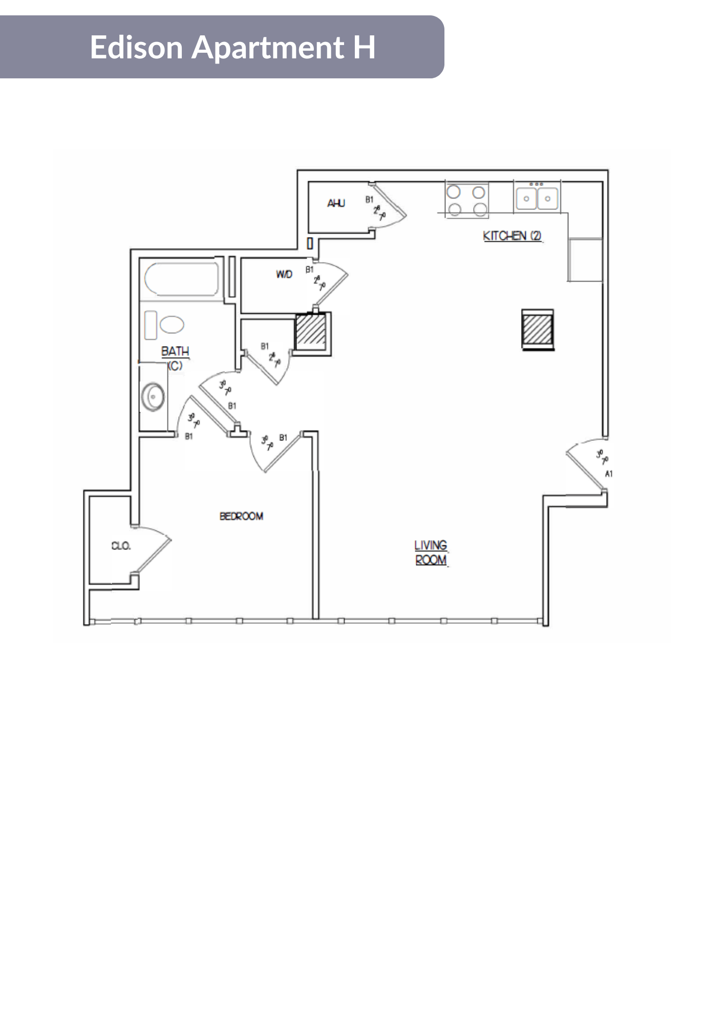 A floor plan of Edison Apartment H is displayed.