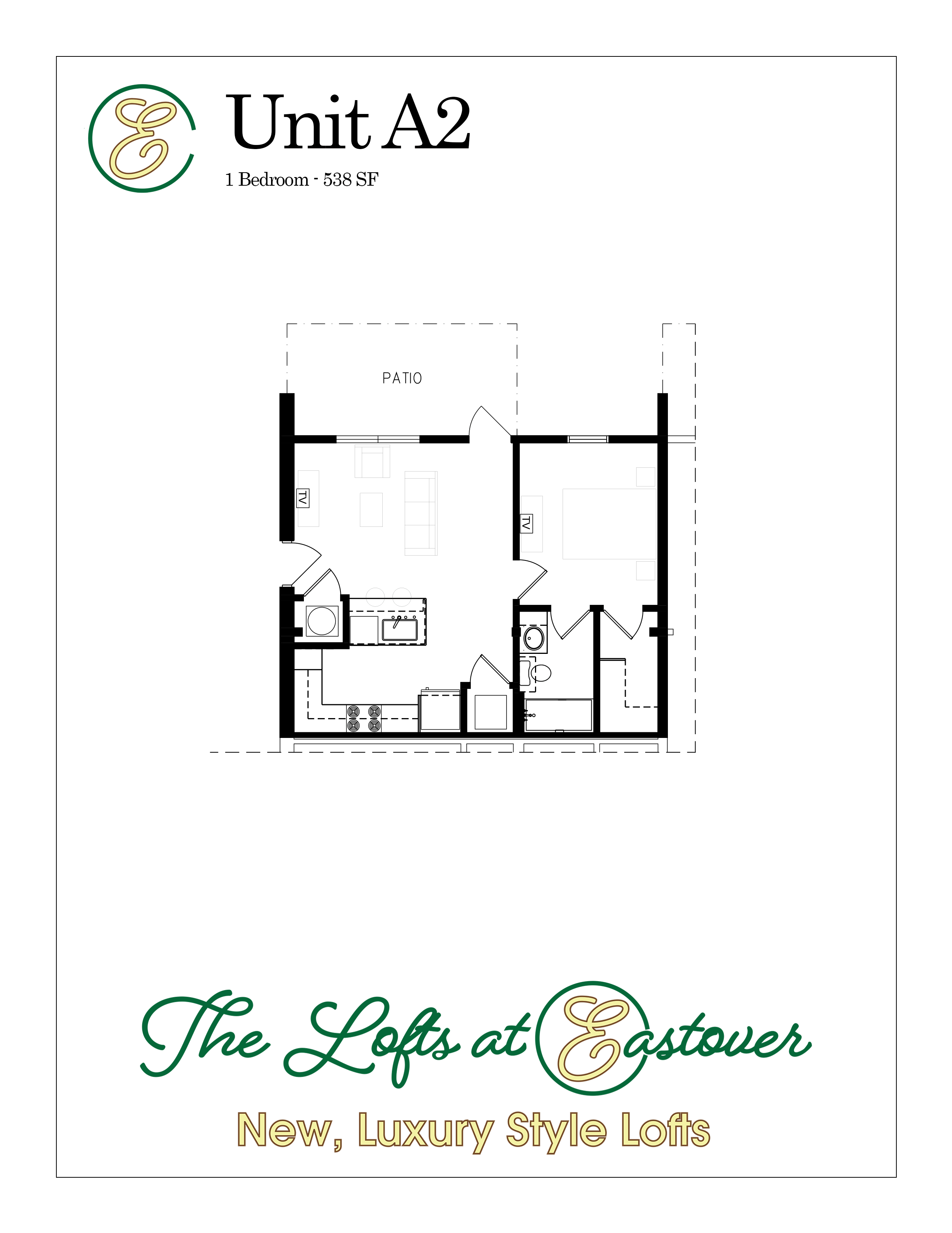 1 Bed 1 Bath Floorplan at Eastover Commons Residential, Jackson, Abbreviated State 39216  
