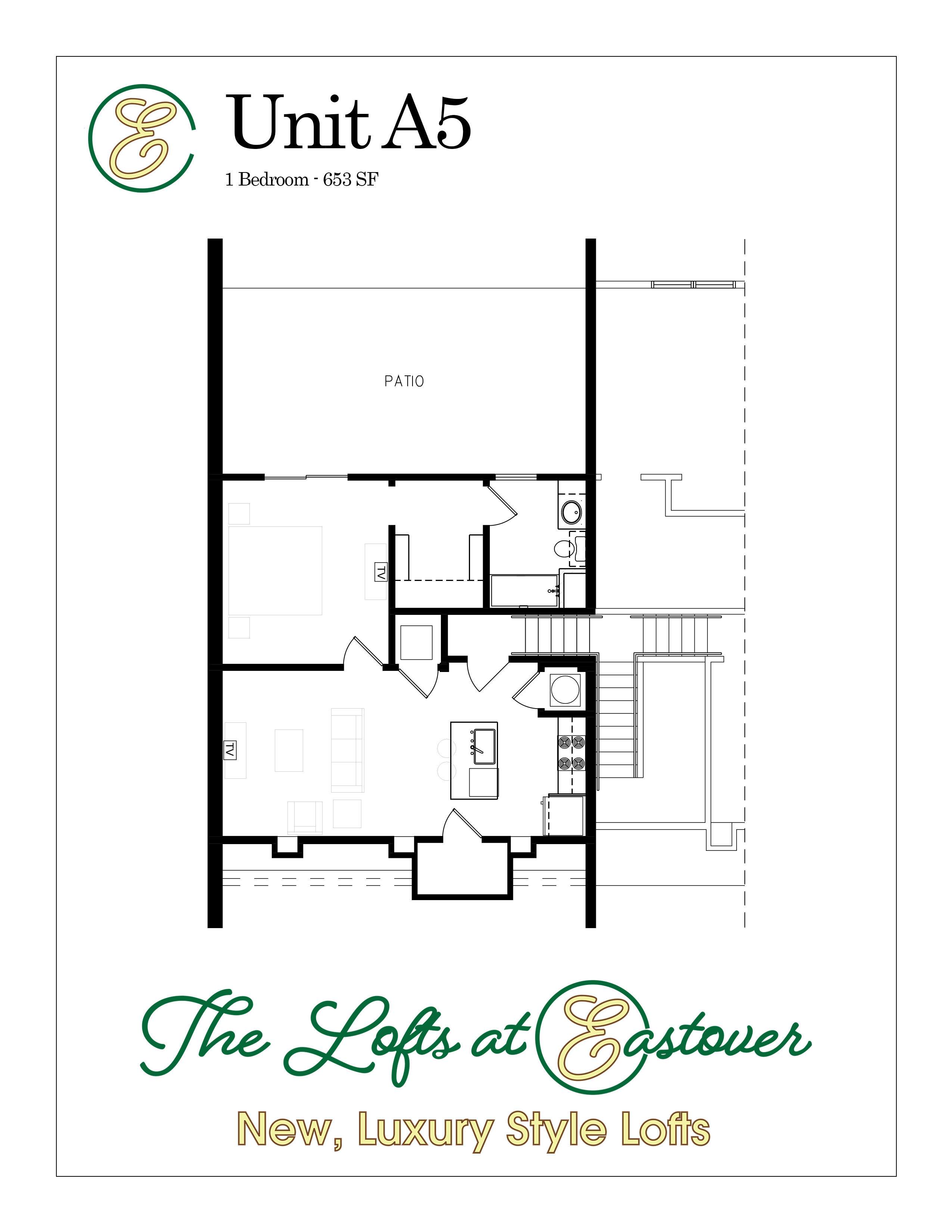 1 Bed 1 Bath Floorplan A at Eastover Commons Residential, Jackson Mississippi