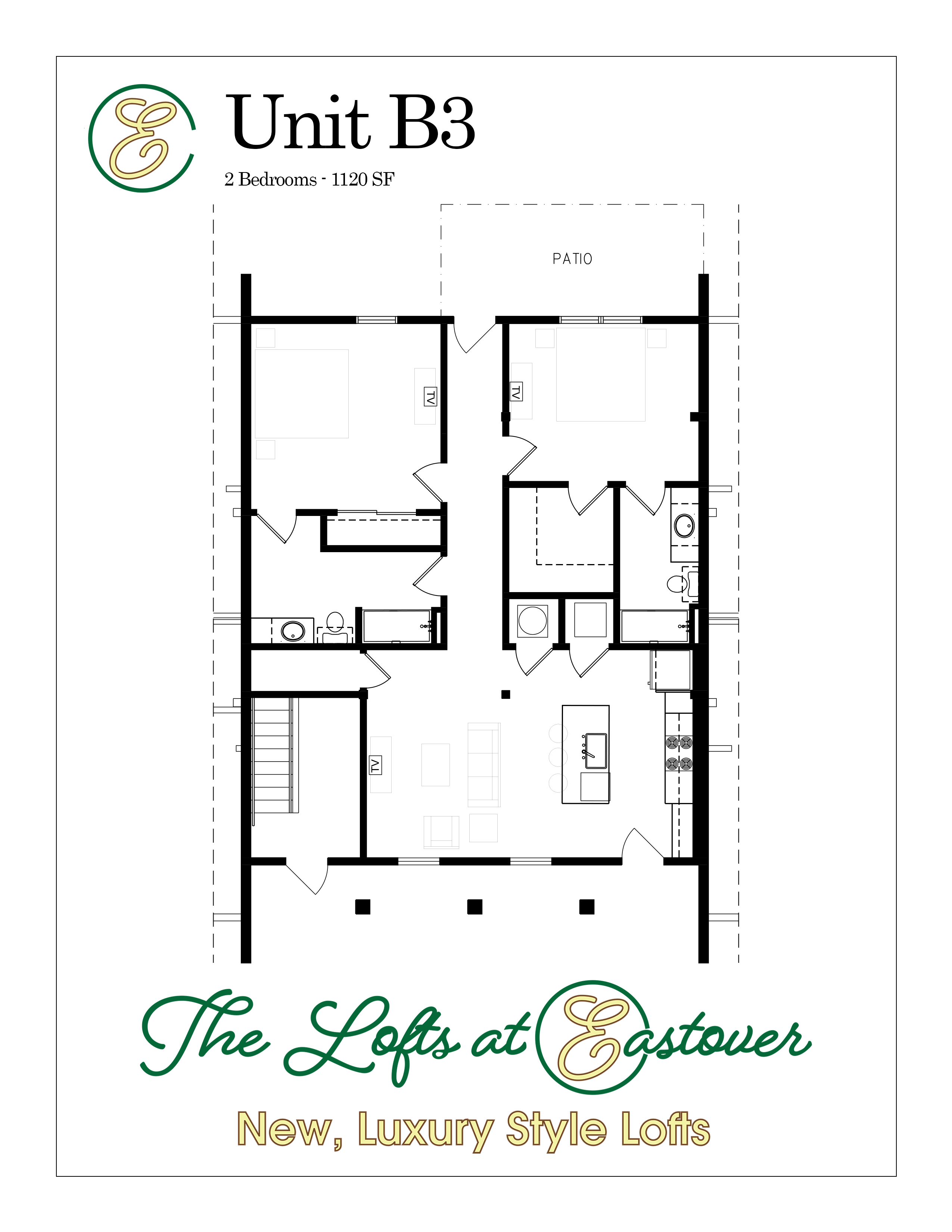 2 Bed 2 Bath Floorplan C at Eastover Commons Residential, Mississippi