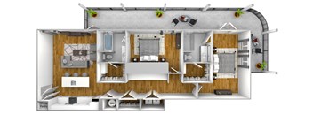 a 3d view of a floor plan of a house