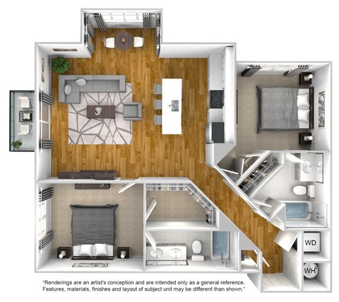 UnitCO2A Floor Plan at The Quarter House, Mississippi