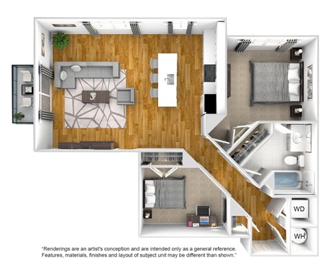 UnitCO2B Floor Plan at The Quarter House, Mississippi, 39216