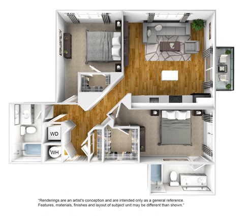 UnitCO3 Floor Plan at The Quarter House, Jackson, MS