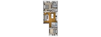 a floor plan of a house with a bedroom and a living room