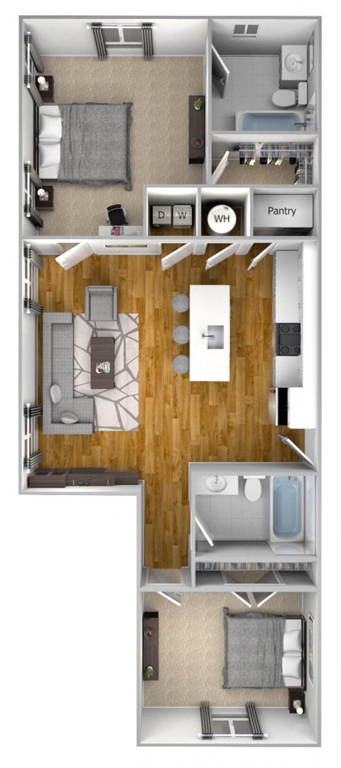 a floor plan of a house with a bedroom and a living room