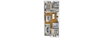 a floor plan of a house with a bedroom and a living room