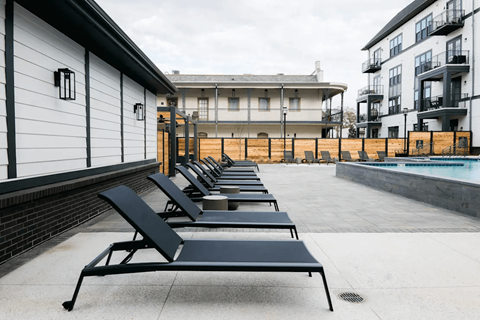 row of sun loungers at Eastover Commons Residential, Jackson