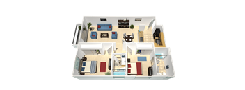 a 3d drawing of a floor plan of a house