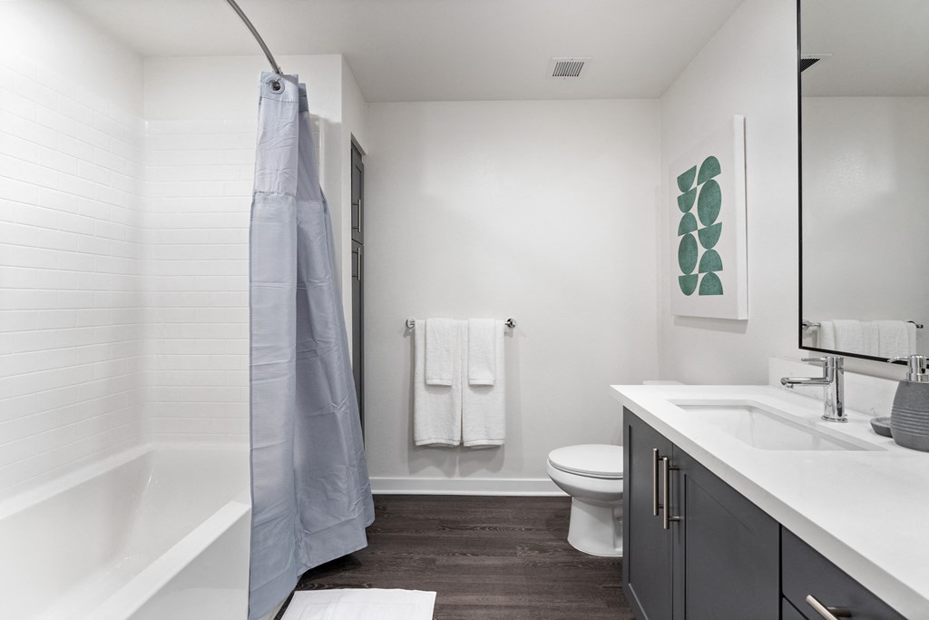 a bathroom with a shower and a sink and a toilet