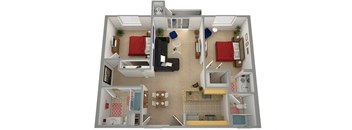 2 bedroom 2 bath floor plan at Dronfield Astoria Apartments ,Sylmar ,91342