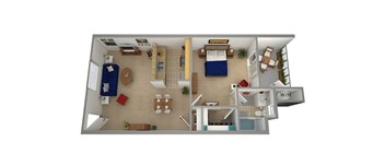 1 bed 1 bath floor plan C at Dronfield Astoria Apartments ,Sylmar