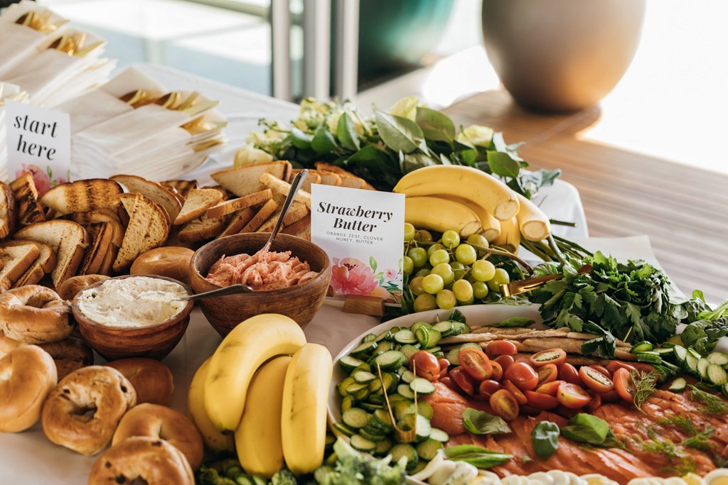 a table full of different types of food