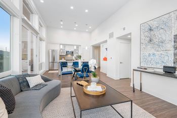 a living room with a couch and a coffee table