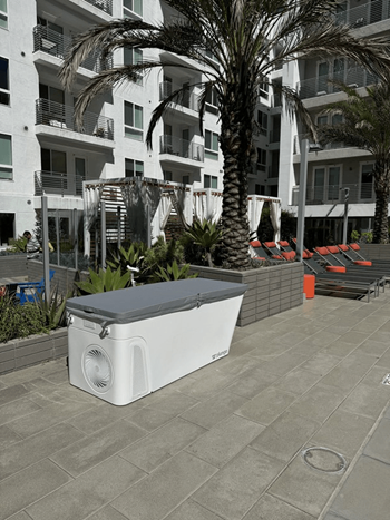 an overhead view of an air conditioning unit on the side of a building