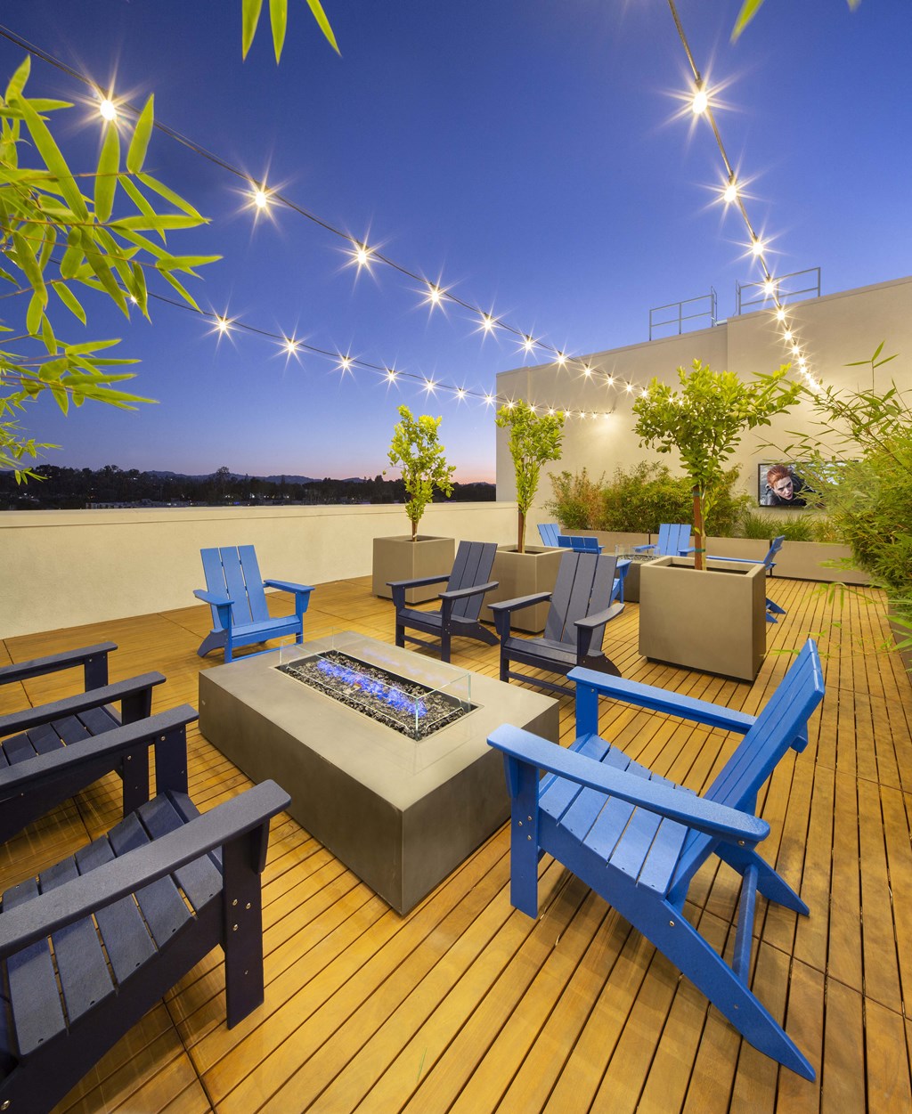 Firepits and Adirondack chairs at The Q Topanga, Woodland Hills, California