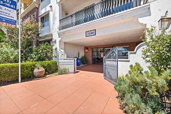 building entrance  at  Le Blanc Apartments, Canoga Park, California, CA