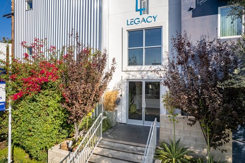 A building with the word "LEGACY" on it.