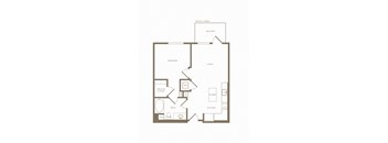 a floor plan of a 1 bedroom apartment with 1 bath