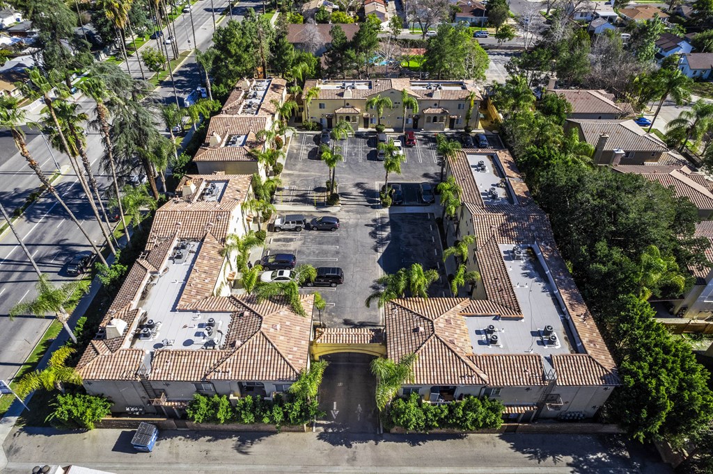 a view of the home from the sky at The Village Apartments, California, 91406