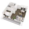 1 Bedroom 1 Bathroom Floor Plan 1 Bedroom 1 Bathroom Floor Plan at The Q Variel, Woodland Hills, CA, 91367