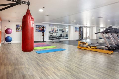 Yoga and exercise Room at The Social Apartments, North Hollywood, California