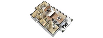 2 Bed - 2 Bath Corsica Floor Plan at Le Blanc Apartment Homes, Canoga Park, 91304