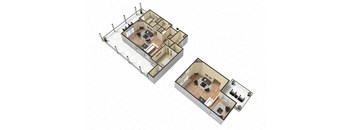 2 Bed - 2 Bath Corsica Loft Floor Plan at Le Blanc Apartment Homes, California