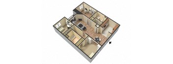 Marbella Den Floor Plan A at Le Blanc Apartment Homes, California, 91304