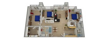 3 bedroom 2 bathroom Floor plan F at Dronfield Astoria Apartments ,Sylmar, California