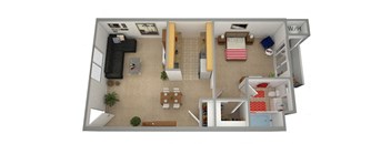 1 bedroom 1 bathroom Floor plan at Dronfield Astoria Apartments, California,  91342