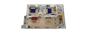2 bedroom 2 bath floor plan D at Dronfield Astoria Apartments ,Sylmar, California,  CA