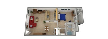1 bed 1 bath floor plan D at Dronfield Astoria Apartments ,Sylmar, California, 91342