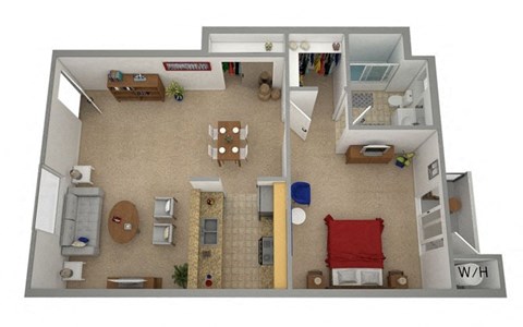 1 bed 1 bath floor plan F at Dronfield Astoria Apartments ,Sylmar ,91342