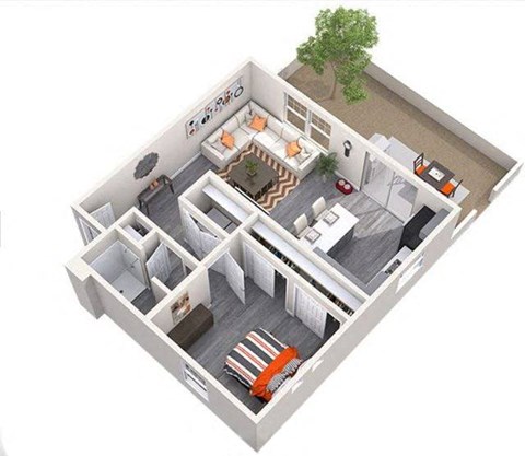 1 Bedroom floor plan 1 Bedroom floor plan at Villas at Chandler Heights, Chandler, AZ, 85249