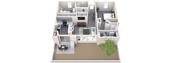 2 Bedroom Floor Plan at Villas at Chandler Heights, Arizona, 85249