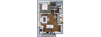 a 3d drawing of the floor plan of a one bedroom at Elevation San Tan, Arizona