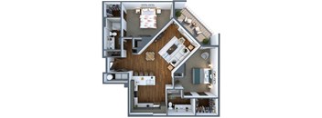 a 3d drawing of a floor plan with a bedroom and a bathroom  at Elevation San Tan, Gilbert, Arizona
