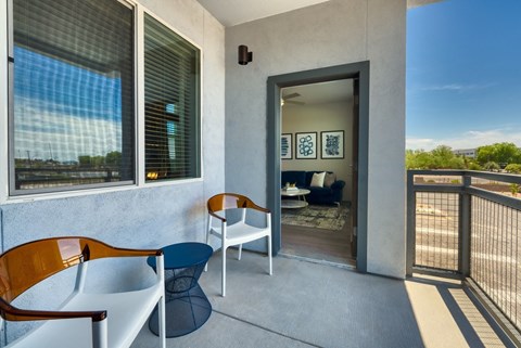 Balcony with 2 chairs at Cuvee, Glendale