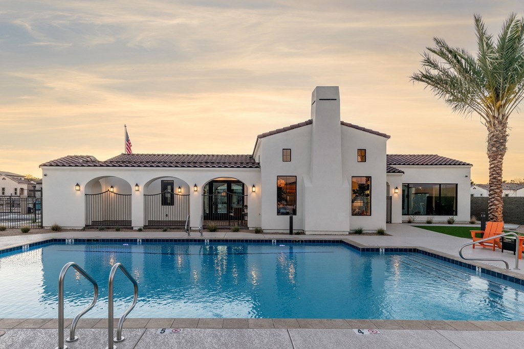 Pillar at Fountain Hills, Arizona Pool at dusk