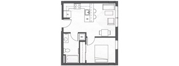 A floor plan of a house with labeled rooms such as DW and WD.