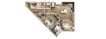 3d floor plan of a home with a bedroom and a living room at Cuvee, Glendale, 85305