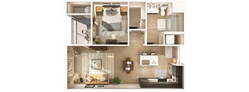 a 3d rendering of a bedroom with a bed and a living room at Cuvee, Arizona, 85305