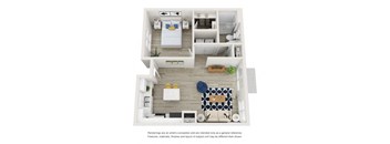 1 Bed 1 Bath Floor Plan at Village of Chandler Apartments, Chandler