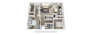 2 Bed 2 Bath Floor Plan at Village of Chandler Apartments, Arizona