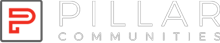 A pillar with a grey background and white text.