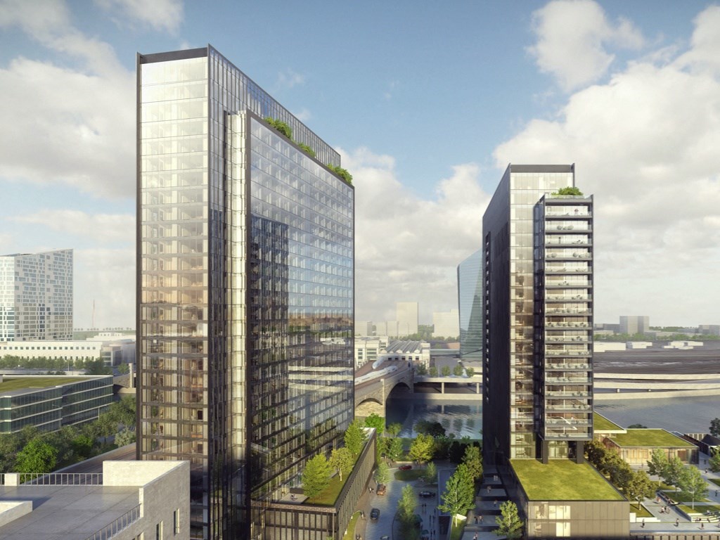 artistic rendering of the two Riverwalk Towers